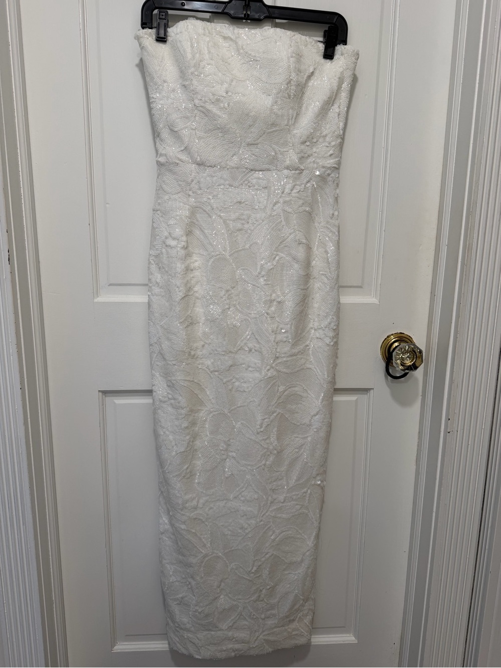 Helsi Leslie Strapless Sequin Lace Column Midi Dress